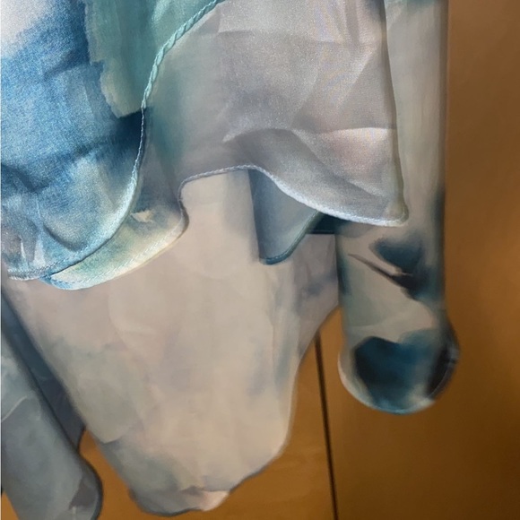 Theia One-Shoulder Draped Watercolor Hibiscus Dress - Picture 8 of 11